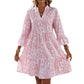 Loose V-neck Ruffle Floral Dress For Women
