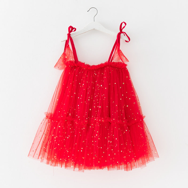 Children's Skirt Stars Moon Mesh Gauze Skirt Princess Pengpeng Skirt