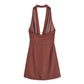 Gold Inlaid Hanging Collar Off-the-shoulder Women's Dress