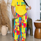 Women's Fashion Short Sleeve Ripped Trousers Two-piece Set