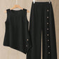 Simple Casual Daily Wear Sleeveless Top And Long Pants Set