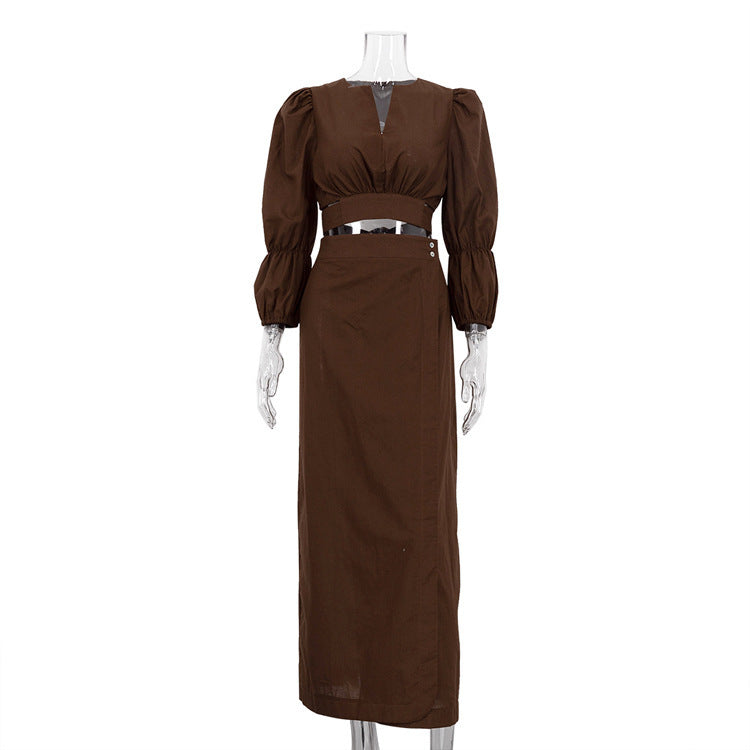 Ensemble deux pièces pour femme, haut court, coupe slim, style niche