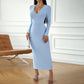 Women's Fashion Casual V-neck Sheath Long Sleeve Dress