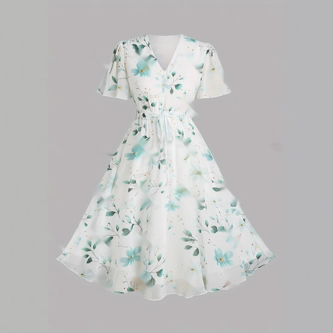 Women's Retro Floral Print Casual Dress