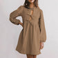 Robe femme col rond manches bouffantes mignonne