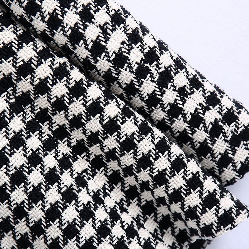 European And American Style Houndstooth Texture Pocket Slim Suit Jacket