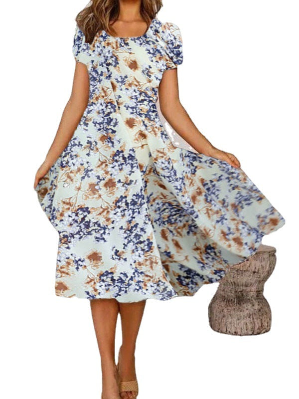 Summer Urban Casual Short Sleeve Round Neck Loose Women's Dress