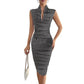 Women's Fashion Solid Color Pleated Slim Dress