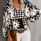 Casual Shirt Printed Lantern Sleeve Top
