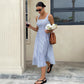 Womens Casual Sleeveless Strappy Square-Neck Colorblock Striped Dress