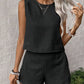 European And American Solid Color Women Sleeveless Vest Shorts Casual Fashion Two-piece Set