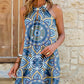 Digital Printing Strapless Round Neck Sling Dress