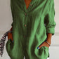 Lapel Long Sleeve Shirt Women's Single-breasted Pleated Shirt
