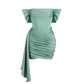 Women's Strapless Pleated Satin Dress