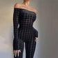 Women's Solid Color Skinny One-shoulder Striped Jumpsuit