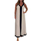 Casual Loose Contrast Color V-neck Sleeveless Long Dress