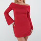 Women's Off-shoulder Horn Long Sleeve Short Dress Lace