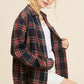 Women's Fashion Polo Collar Pocket Single-breasted Plaid Shirt