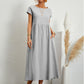 European And American Solid Color Sleeveless Loose Cotton Linen Pocket Dress