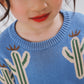Pull jacquard à motif cactus simple et tendance pour enfant
