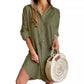 Robe chemise boutonnée à manches longues et revers pour femme, vêtement d'automne décontracté