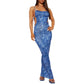 Sling Dress Women's Faux Pocket Printed Fashion Long Dress