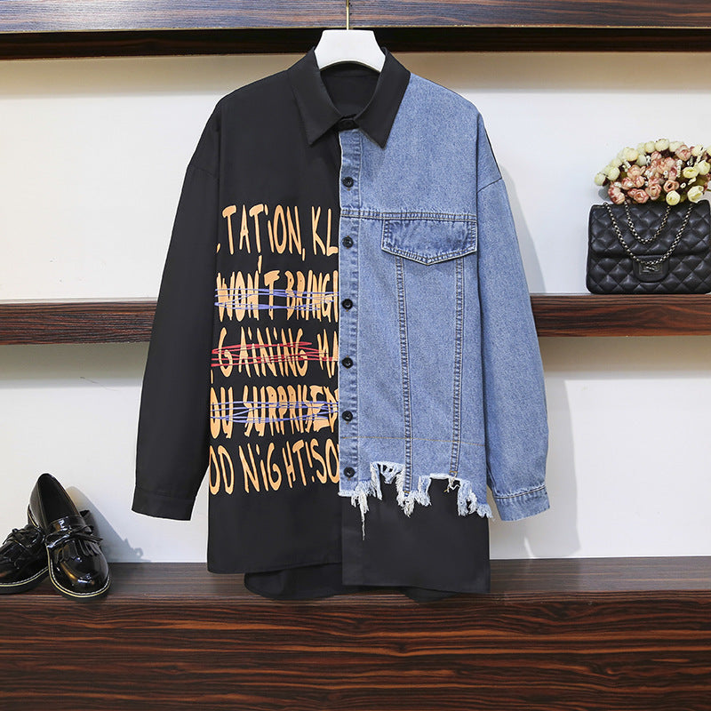 Women's Retro Hong Kong Style Long-sleeved Letter Printing Shirt