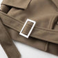 Manteau en laine décontracté et ample à col en V avec ceinture