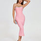 Robe bandage élastique sans bretelles pour femme, ornée de diamants et de cristaux