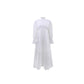 Elegant Vacation Long-Sleeve Hollow-Out Waist-Cinching Button Dress