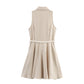 Women's Lapel Single Breasted Sleeveless Dress With Belt