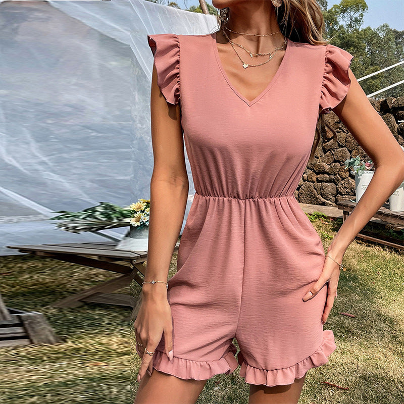 European And American INS Temperament Waist Round Neck Slim Casual Straight Bodysuit