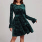 Women's Casual Long-sleeve Printed Velvet Dress