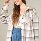 Women's Brushed Woolen Long-sleeved Hooded Shirt Plaid Coat