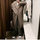 Retro Wild Long Houndstooth Woolen Coat