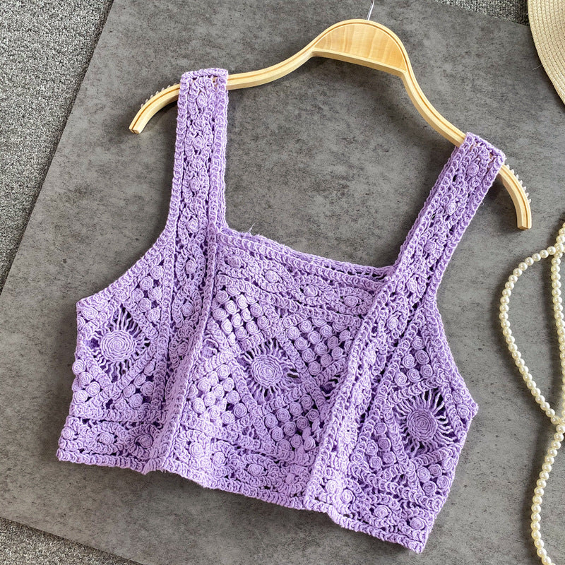 Crochet All-match Short Sling Students Wear A Small Vest
