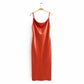 High-waisted Slimming Short-sleeved Design Mid-length Strappy Dress
