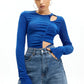 2023 New Pure Color Round Necklads Long Sleeves Long -sleeved Pumping Hole Casual Clothes