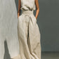 Casual Sleeveless Suit Summer Stand-up Collar Pullover Top And Loose Straight-leg Trousers Women's Clothing
