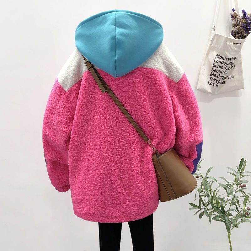 Pull ample à capuche en laine de style coréen pour femme