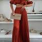 Women's Fashion Satin Tube Top Wide Leg Pants Suit