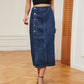 European And American Girls Half Elastic Denim Cargo Pants Casual Skirt
