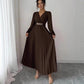 Women's Solid-color Casual Chic V-neck Dress