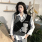 College Style Colored Quilt Sweater Vest