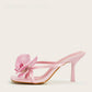 Spring And Summer Meiko Flower Decorative Flip-toe Square Toe High Heel Sandals