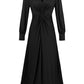 Robe plissée à col en V et fente sur la poitrine