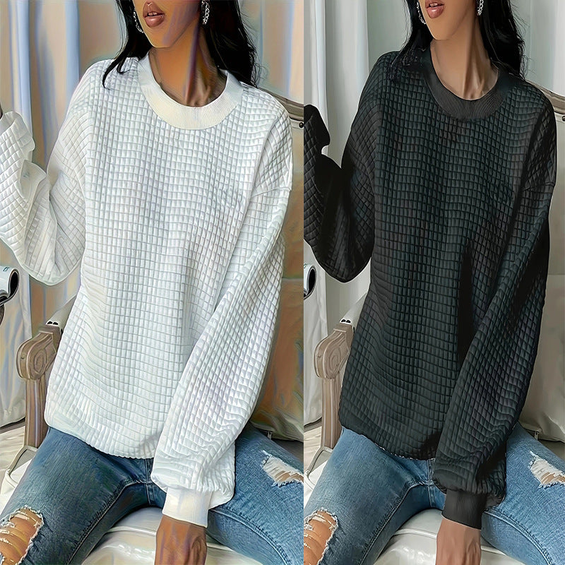 Round Neck Solid Color Fashion Long Sleeve Women's Sweater