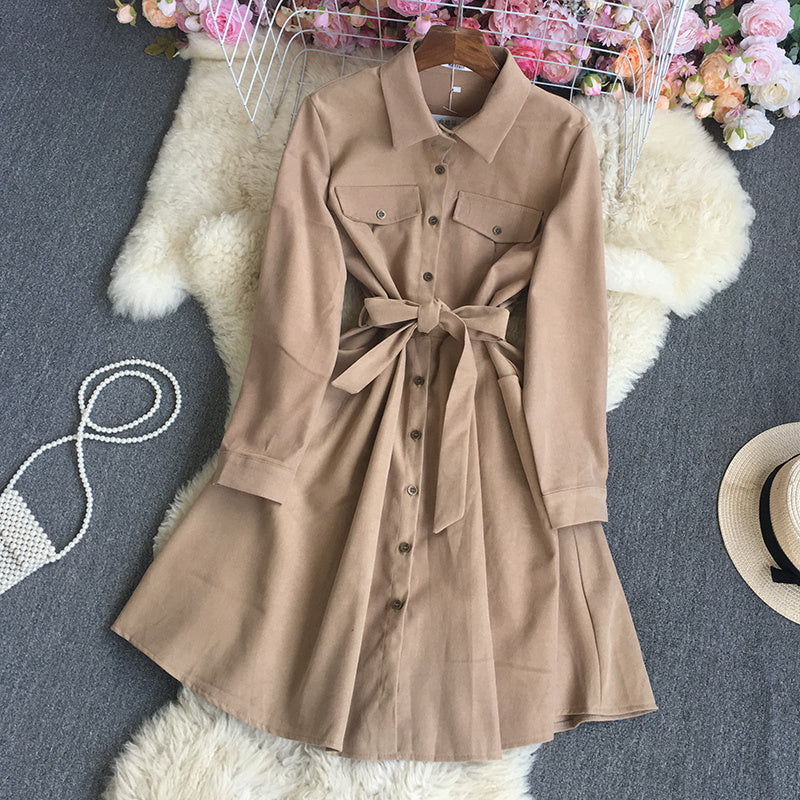 Women's Fashion Temperament Long-sleeved Shirt Dress