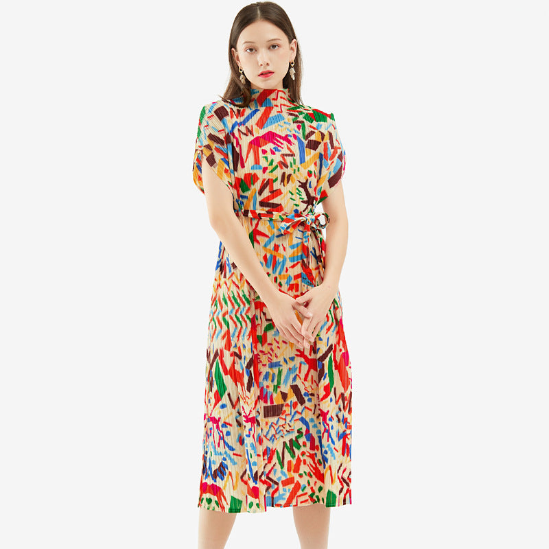 Robe mi-longue slim à imprimé graffiti pour femme
