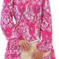 Elegant V-neck Flower Lace-up Long Sleeve Dress